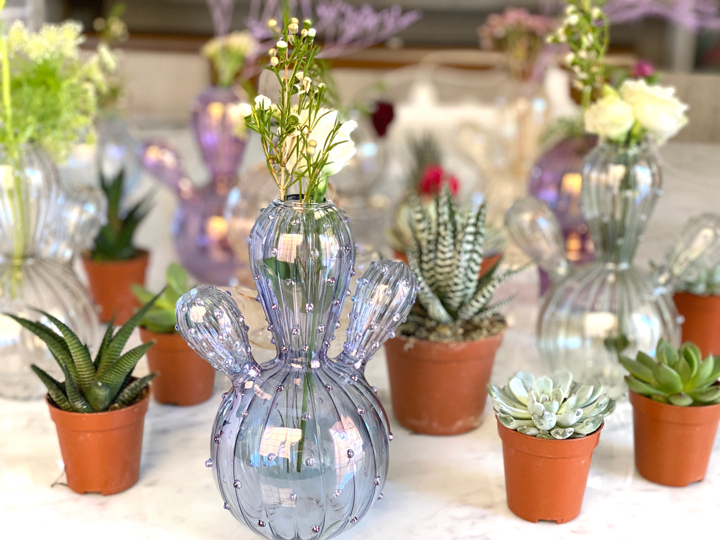 Handblown Glass Cactus Vase
