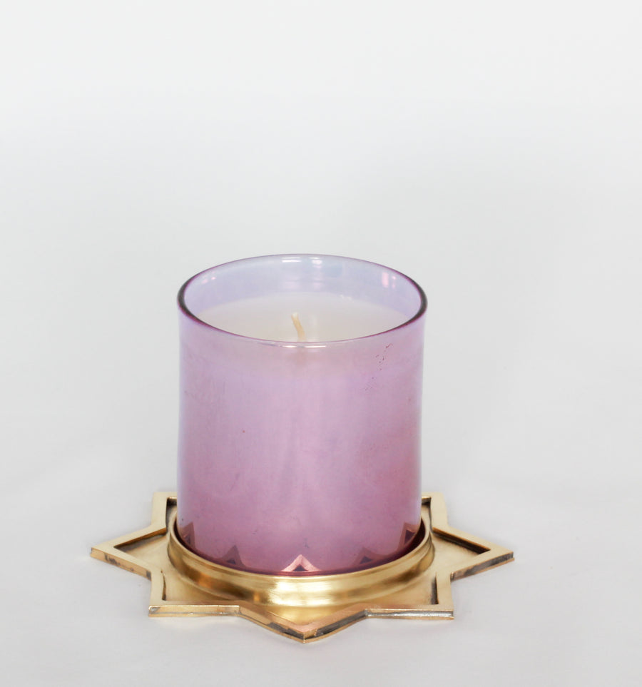 Scented candle with brass base