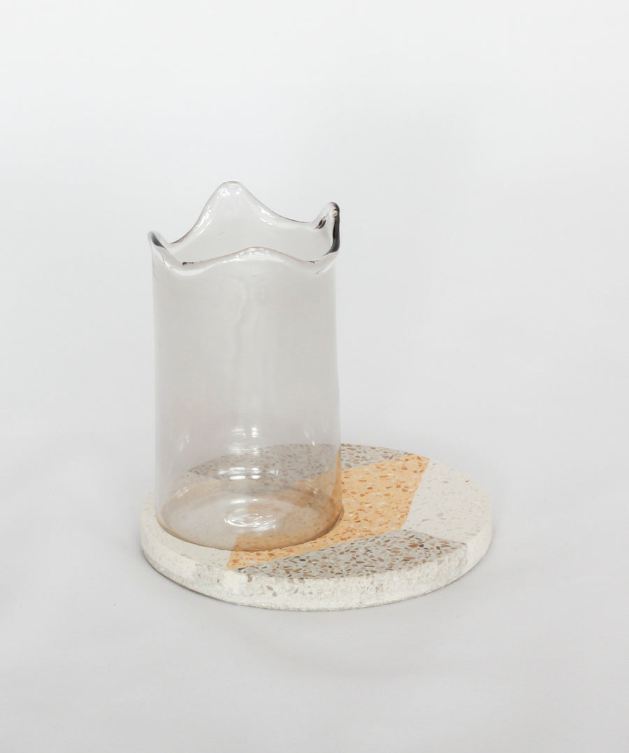 Small Glass Vase with Tile Coaster