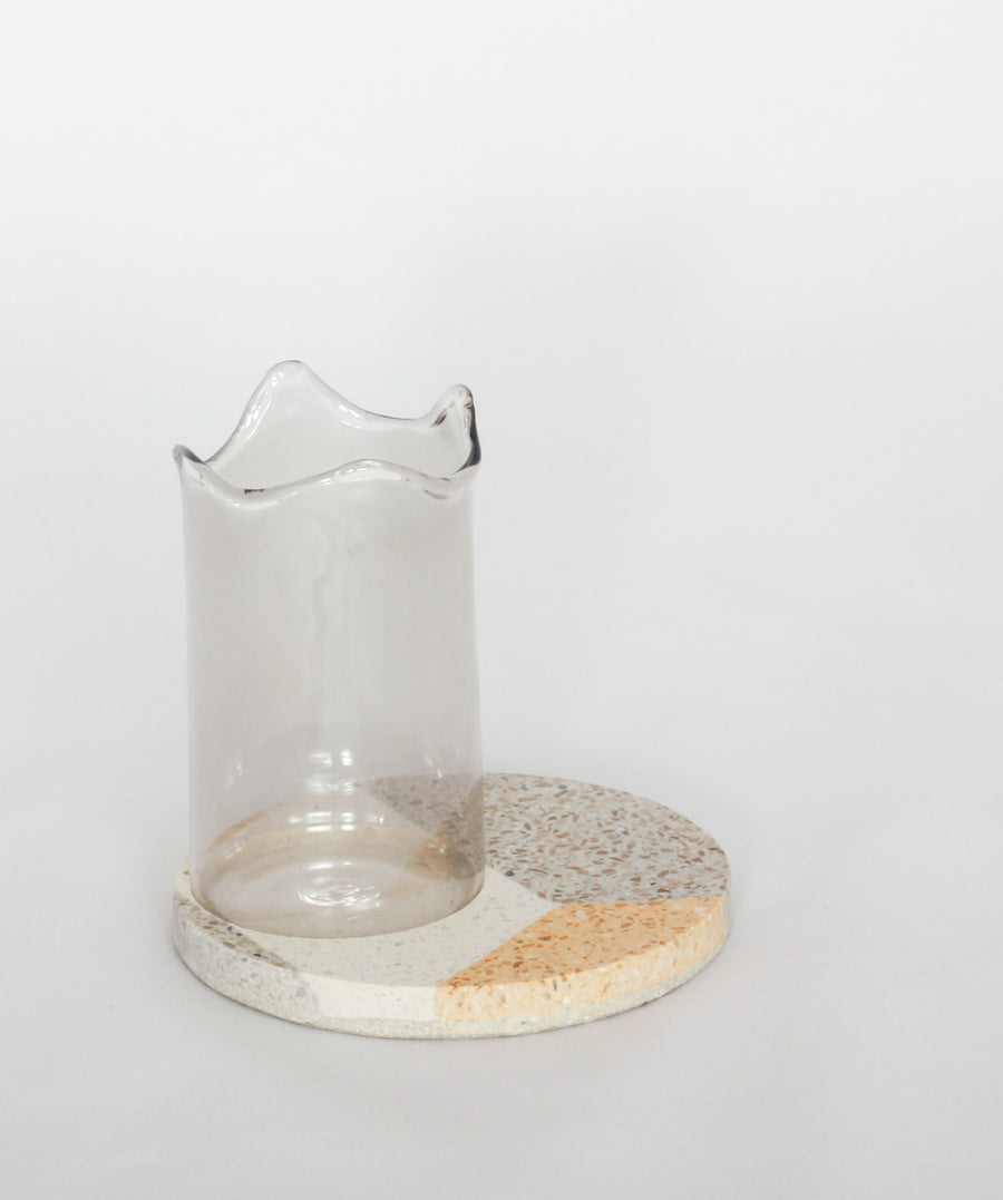 Small Glass Vase with Tile Coaster