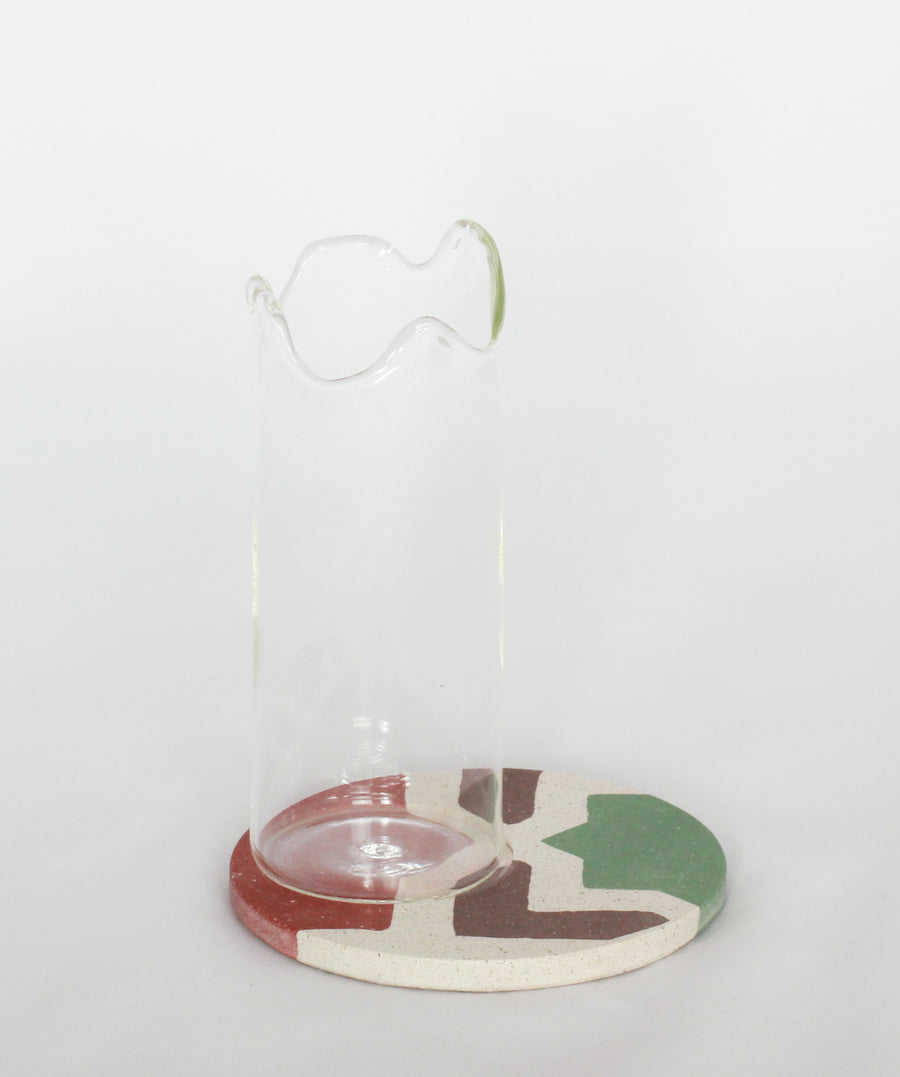 Medium Glass Vase with Tile Coaster