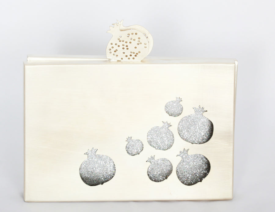 Clutch Handbag- Pomegranate (Silver Color)